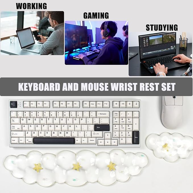 Gel Keyboard and Mouse Wrist Rest Set – Clear Cloud Wrist Rest - Image 5