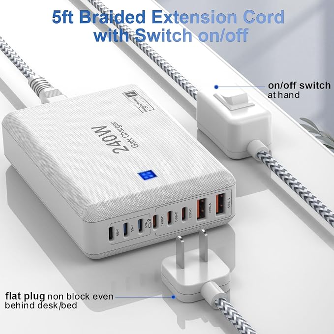 240W Fast Charging Blocks, 8-Port Charging Station - Image 6
