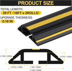 MYFAMIREA 20FT Floor Cord Cover Heavy Duty Cable Cover Protector 3 Channels - Image 2