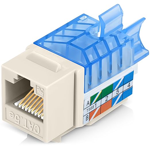 Everest 45° Angled RJ45 Cat5e Keystone Jacks 10-Pack in Light Almond by EverestMediaSolutions