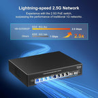 8 Port 2.5G PoE Switch Unmanaged, VIMIN 10x 2.5G Base-T PoE Switch, 2X 10G SFP - Image 4