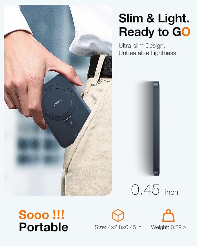 TORRAS 0.45" Slim Magnetic Portable Charger Power Bank - Image 4