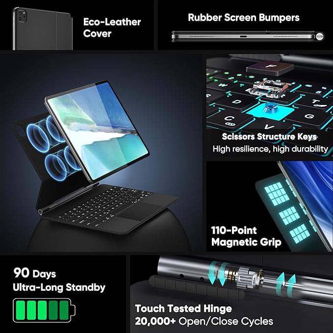 doqo Keyboard case for iPad Air 13 2024/ 2025 and iPad Pro 12.9, Magic Keyboard - Image 4