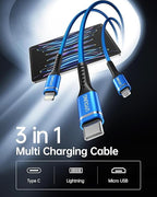 Short Multi Charging Cable 1FT 2Pack 3 in 1 Charger Cord Braided Universal - Image 2