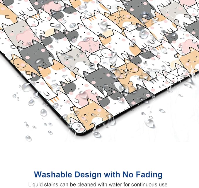 Kawaii Mouse Pad, Cute Cats Mouse Mat, Square Waterproof Non-Slip Rubber Base - Image 5