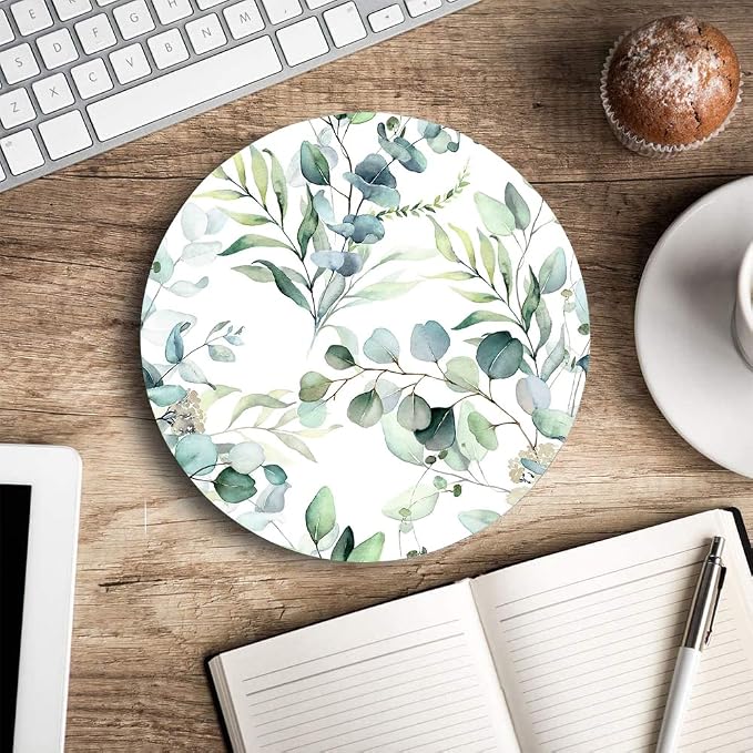Mouse Pad, Cute Mousepad with Design, Round Grass Leaves Mat, Small Non-Slip - Image 5