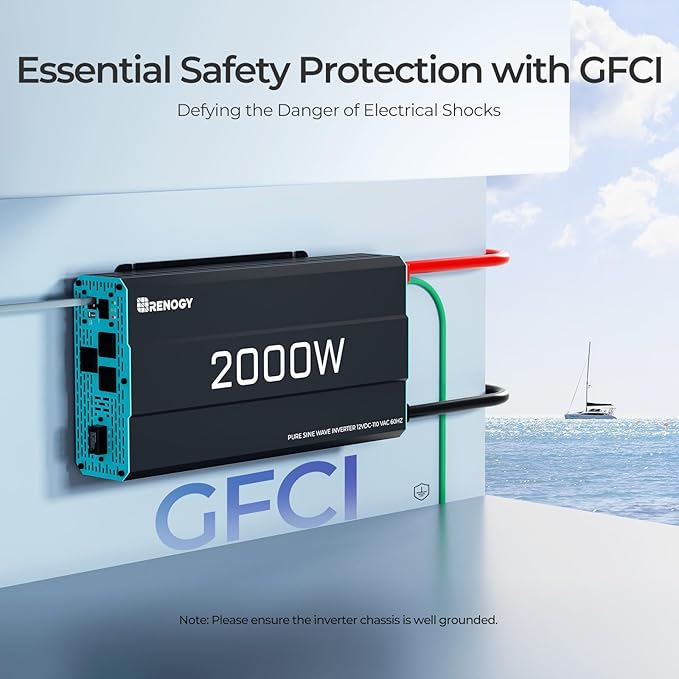 Renogy Inverter P2 2000 watt Pure Sine Wave Inverter, Solar Car Power Inverter - Image 5