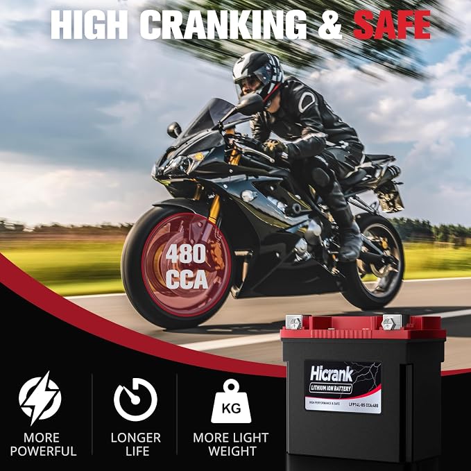 YTX14L-BS Lithium 12V 8Ah 480CCA LiFePO4 Motorcycle Battery, Powersports Battery - Image 5