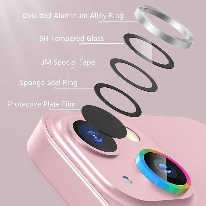 AGVEE 3+3 6 Pack for iPhone 15/15 Plus Camera Lens Protector, Bling Diamond & - Image 7