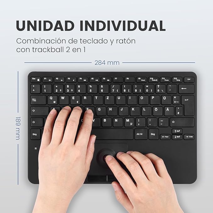 Perixx PERIBOARD-526 ES, Mini teclado USB con Cable y trackball - Image 6