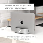 HumanCentric Vertical Laptop Stand in Silver Aluminum, Upright Adjustable - Image 2