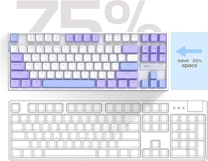 MageGee 75% Mechanical Gaming Keyboard, LED Blue Backlit, 87 Keys Compact TKL - Image 2
