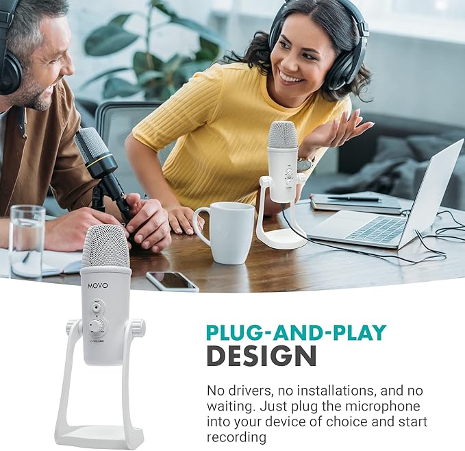 Movo UM700W White Desktop USB Microphone - Image 4