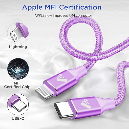 USB C to Lightning Cable 1FT 2Pack, Power Delivery iPhone Cables Type C iPhone - Image 5
