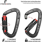 FresKaro UIAA Certified 25KN Auto Locking Climbing Carabiner Clips, Twist Lock - Image 2