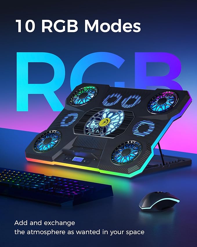 ChillCore Laptop Cooling Pad, RGB Lights Laptop Cooler 9 Fans - Image 5