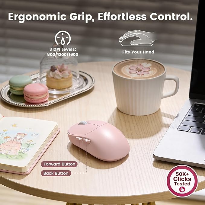 Wireless Keyboard and Mouse Combo, Magnetic Soft-Touch Wrist Rest, Round Keycaps - Image 6
