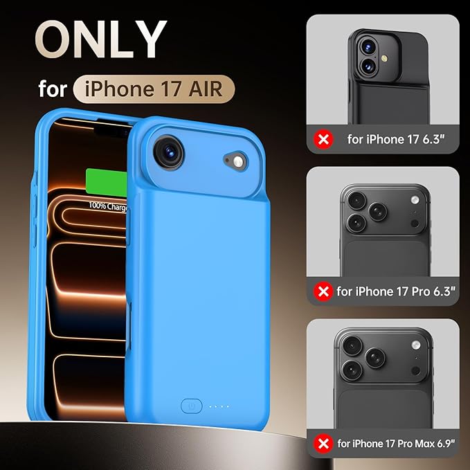 GIN FOXI Battery Case for iPhone 17 AIR, Charging Case Charger 8500mAh - Image 2
