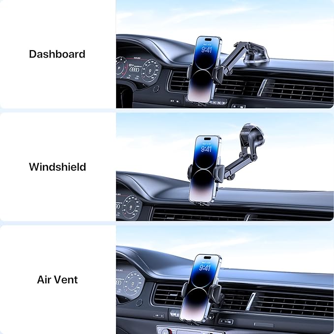Miracase Phone Holders for Your Car, Universal Cell Phone Car Mount, 3-in-1 - Image 2
