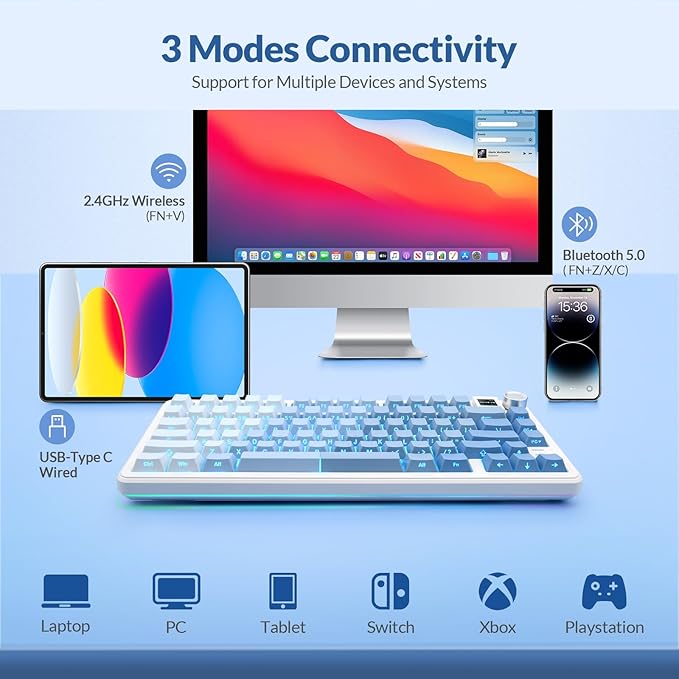 Rii RK805 Wireless Creamy Mechanical Keyboard - Image 4