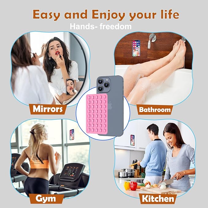 2PACK Silicone Double Sided Suction Phone Case Mount, Detachable Hands Free & - Image 8