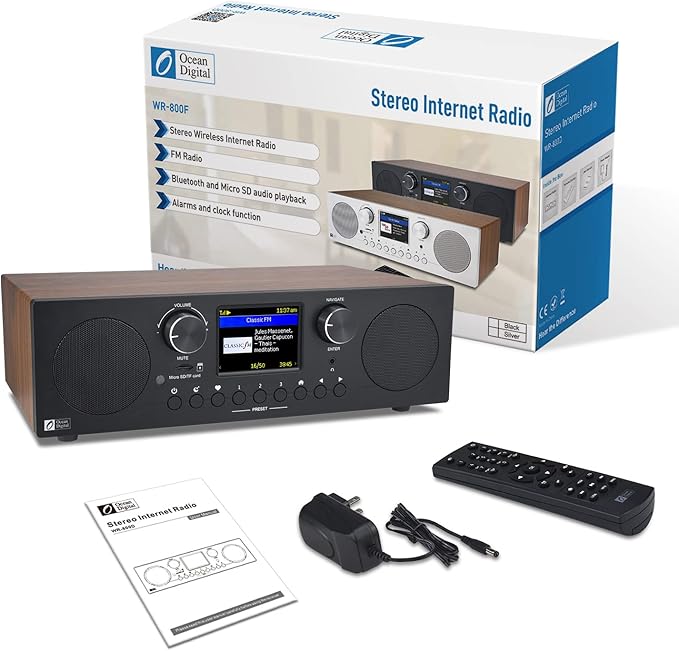 Ocean Digital WR-800 FM Wi-Fi Internet Radio Stereo Speakers Micro SD Line Out - Image 5