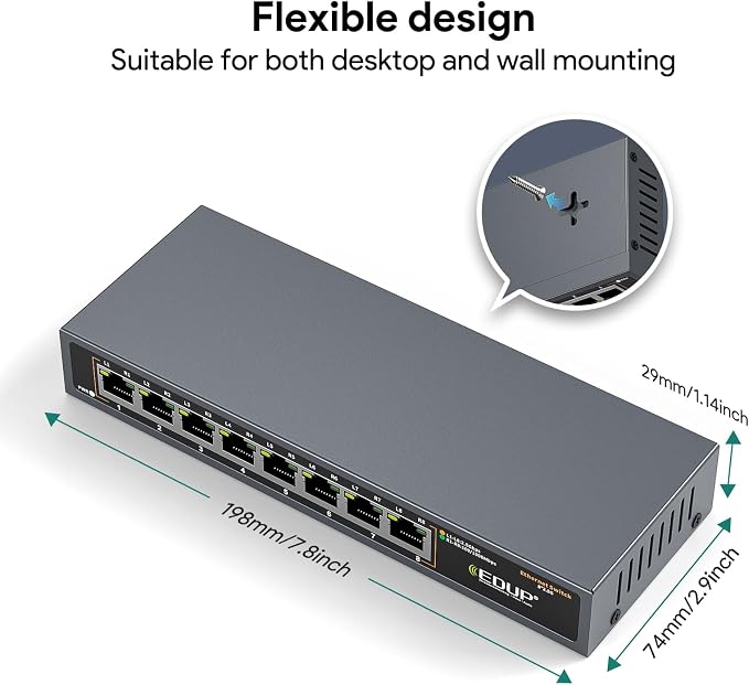 2.5G Ethernet Switch, 8 Ports Multi-Gigabit Ethernet Switch, Plug & Play - Image 3