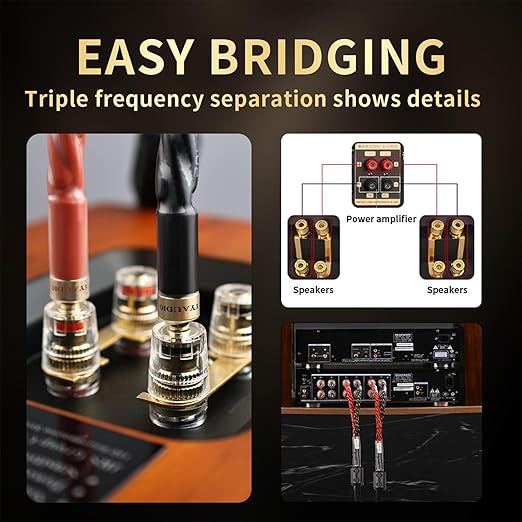10 AWG Audiophile HiFi Speaker Audio Cable–4N OFC Core, 24K Gold-Plated Banana - Image 8