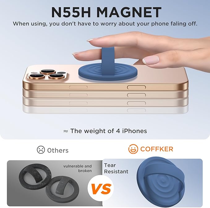 Magnetic Phone Ring Grip Holder, Silicone Finger Loop Grip, Compatible - Image 5