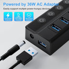 Powered USB Hub, 10-Port USB Splitter Hub - Image 7