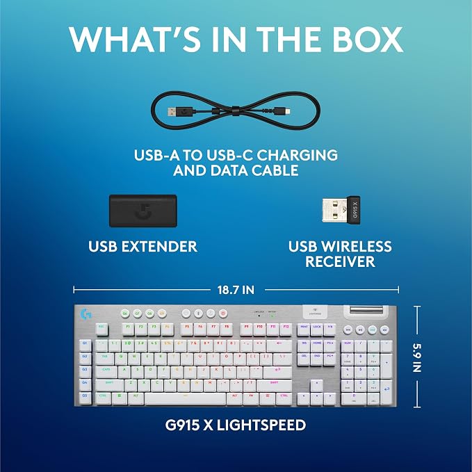 Logitech G915 X Lightspeed Wireless Mechanical Gaming Keyboard, Double-Shot PBT - Image 9