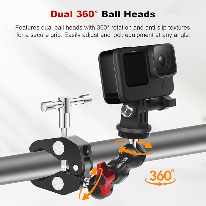 Camera Clamp Mount with Dual Ballhead Magic Arm, Aluminum Camera Mount Super - Image 4