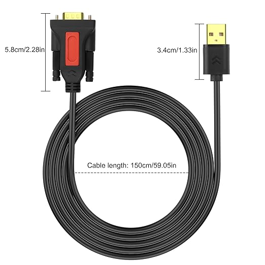 XMSJSIY USB to RS232 DB9 Serial Adapter Cable USB A Male to D-SUB 9-Pin Male - Image 2