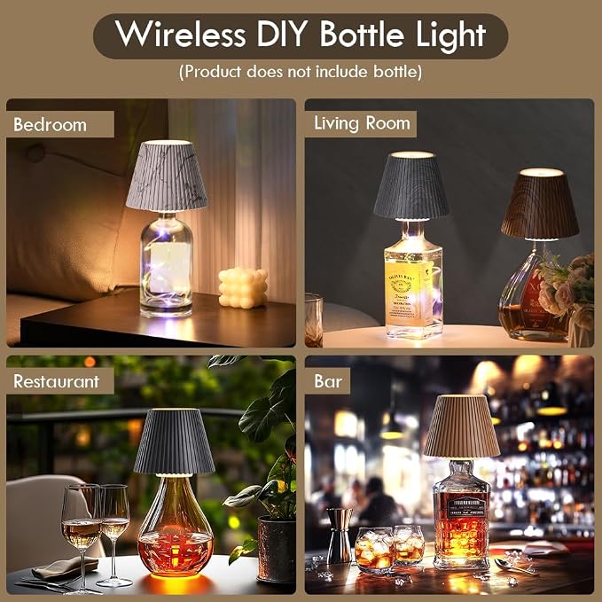 WILIT Wireless Lamp Shades for Table Lamps, 3-Level Brightness Wine Bottles Lamp - Image 3