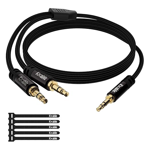 1/8 Inch TRS Stereo Y Splitter Cable 6FT, 3.5mm Male to 2-Male Y-Splitter by Kxable