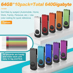 Kepmem Flash Drive 64GB Pack of 10 Thumb Drives Bulk 64 Giga USB Drives Value - Image 7