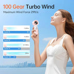 3-in-1 Portable Handheld Turbo Fan-100 Speeds, 15000 RPM, 10Hrs Cooling - Image 3