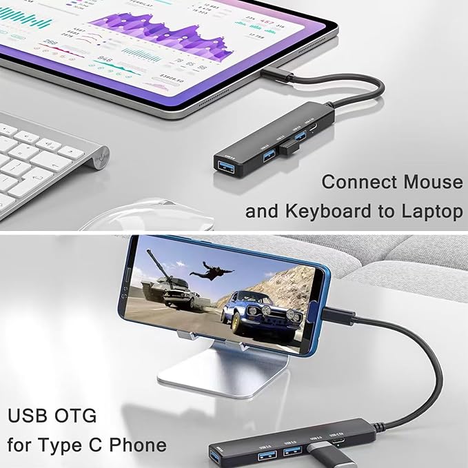 USB C Hub with USB C Powered/Data Port, USB Extender - Image 5