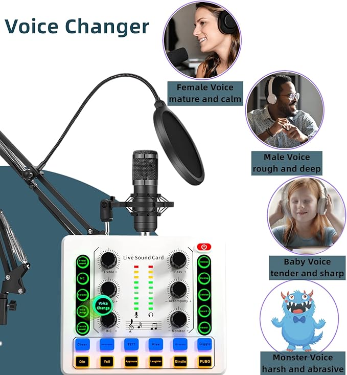 Podcast Equipment Bundle, BM-800 Podcast Microphone Bundle-Voice Changer - Image 6
