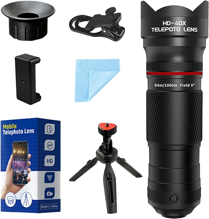 40X Telephoto Lens with Tripod for iPhone Android Phones, 2-in-1 Mobile Phone by Yourelexit%C2%AE