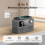 15W Fast Wireless Charger with Bluetooth Speaker and Alarm Clock Radio - Image 2