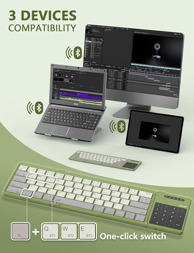 Nillkin Foldable Keyboard with Touchpad, Full Size Keys, Large Trackpad Small - Image 2