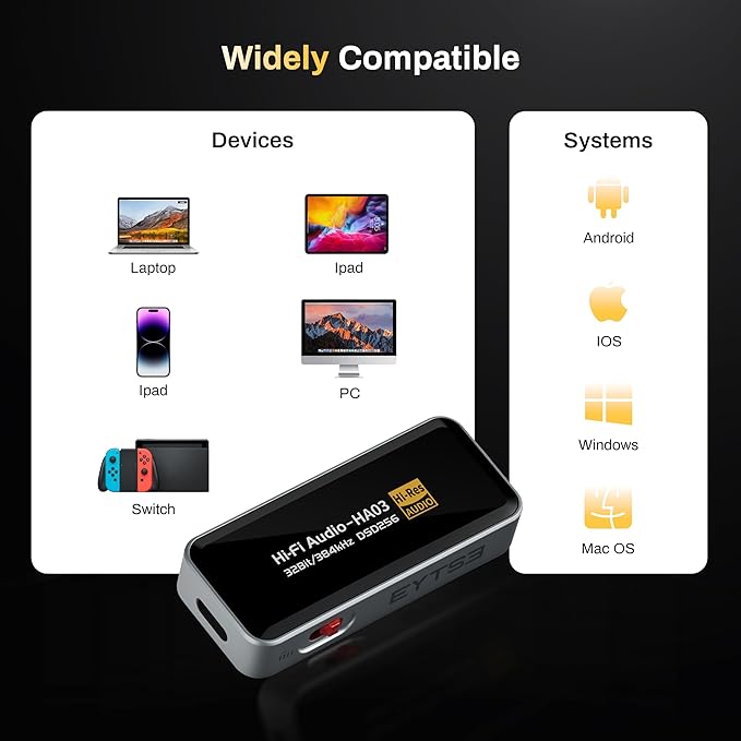 Portable Headphone Amplifier, USB C MINI DAC Amp Dongle 3.5mm & 4.4mm Balanced - Image 6