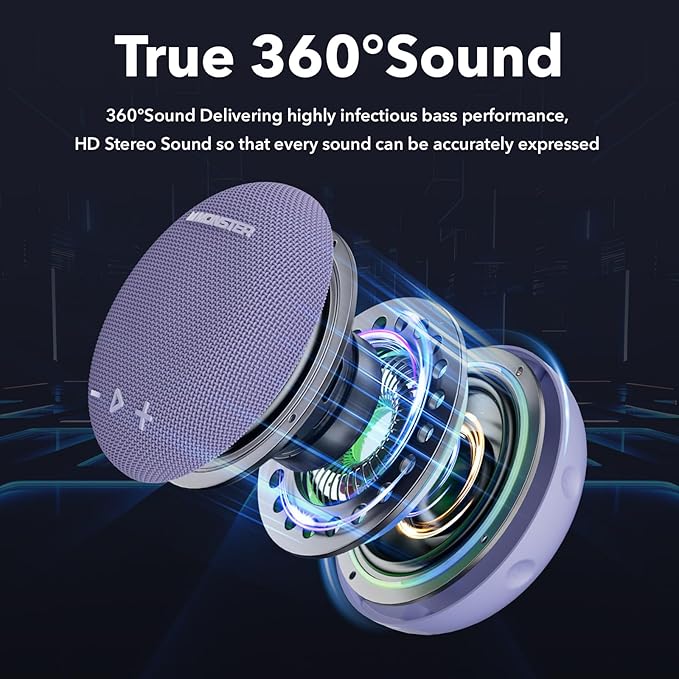 Monster Bluetooth Speaker, IPX8 Shower Speaker Waterproof, Extra Long Playtime - Image 2