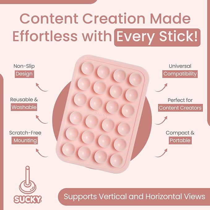 SUCKY Silicone Suction Phone Case Adhesive Octo Cup Buddy Mount - Image 4