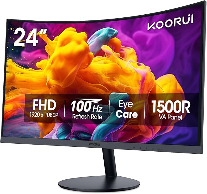 KOORUI 24 inch Curved Monitor, Full HD 1080P Curved Computer Monitor, 100Hz by KOORUI