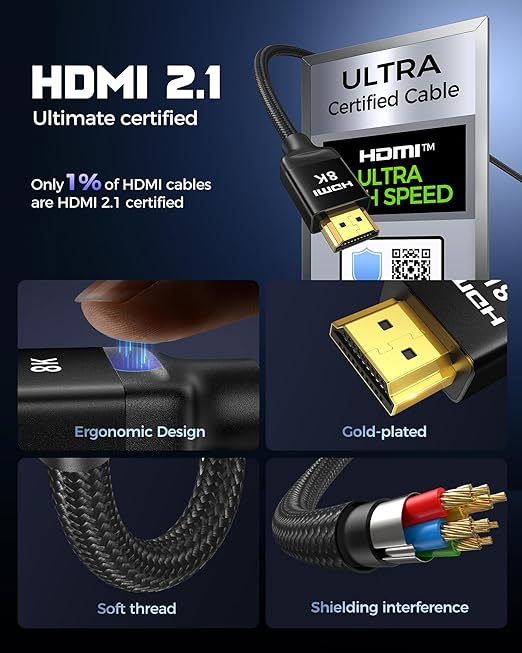 Silkland 8K HDMI eARC/ARC Cable 2.1, 3.3FT Certified Ultra High Speed HDMI® - Image 8