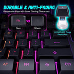 Gaming Keyboard, 7-Color Rainbow LED Backlit, 104 Keys Quiet Light Up Keyboard - Image 4