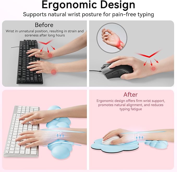 Cloud Wrist Rest for Computer Keyboard, 4-in-1 Memory Foam Leather Cloud - Image 3