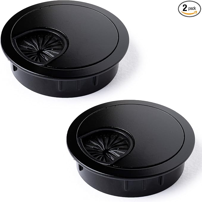 MAHDPRO Metal Desk Grommet 2 Inch Pack of 2-Flat Black Zinc Alloy Metallic Desk by MAHDPRO